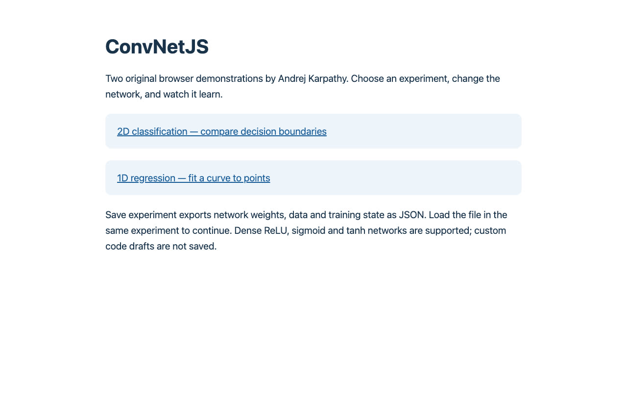 ConvNetJS — neural network experiments