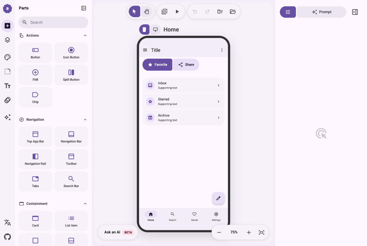 M3E Canvas — sketch Material 3 screens